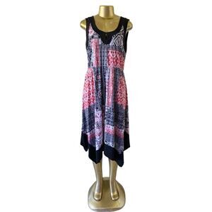 Susan Lawrence Womens Petite PL Sleeveless Boho Asymmetrical Keyhole Dress